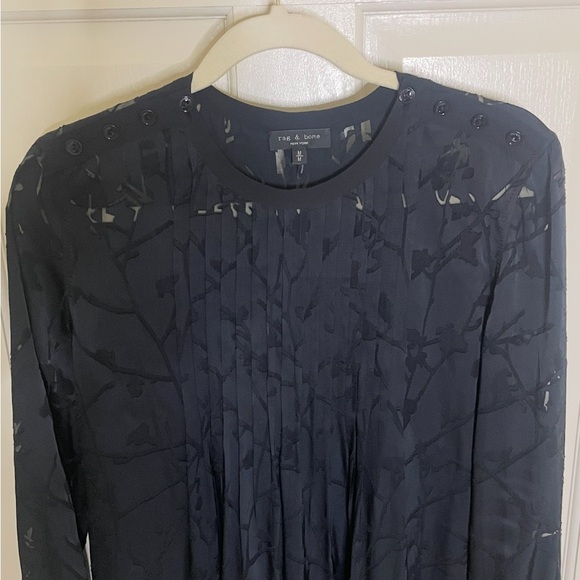 Rag & Bone Rubie Silk Burnout  Popover Relaxed Fit Mini Dress Black, Sz Med - Picture 8 of 16